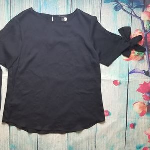 Ann Taylor black bow tie sleeves top size …